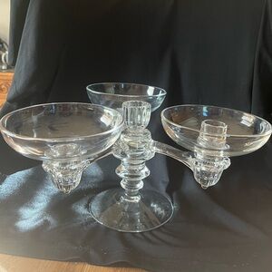 Elegant Clear Glass Triple Candle Holder